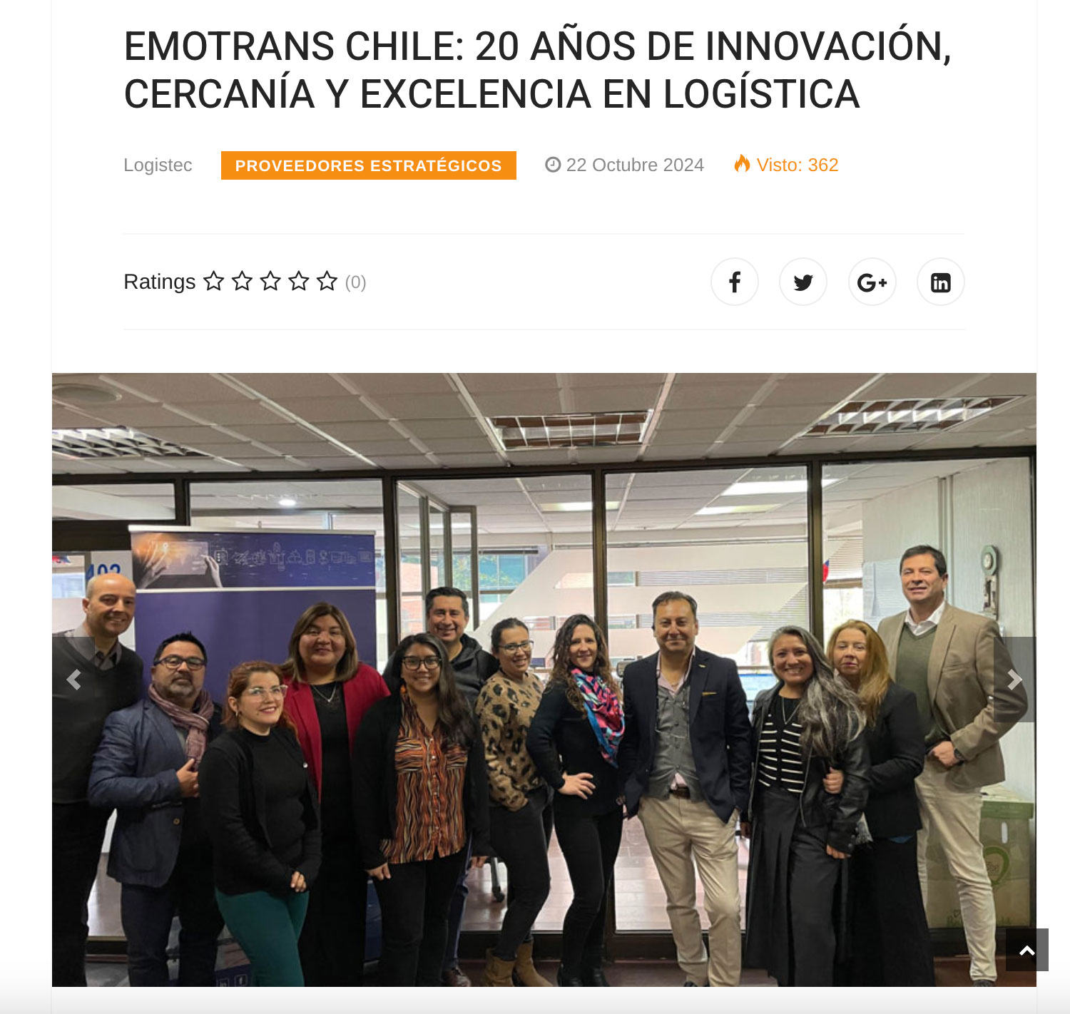 20 AÑOS DE INNOVACIÓN, CERCANÍA Y EXCELENCIA EN LOGÍSTICA